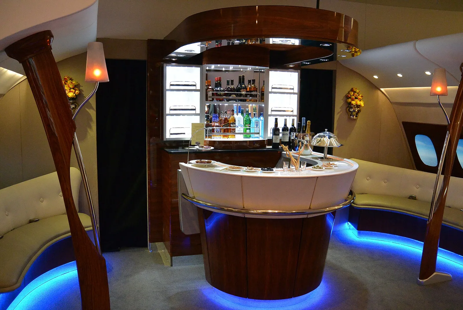 Bar a bordo do Airbus A380 da Emirates